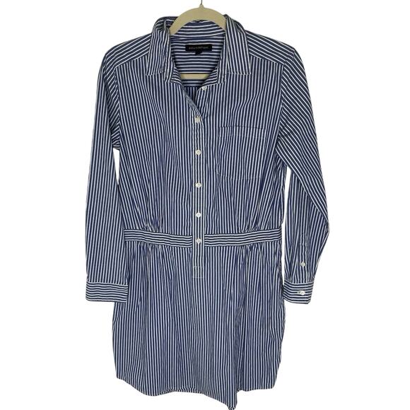 Banana Republic Drop Waist Dress Blue & White Stripes Long Sleeve Size 6 - Picture 1 of 4